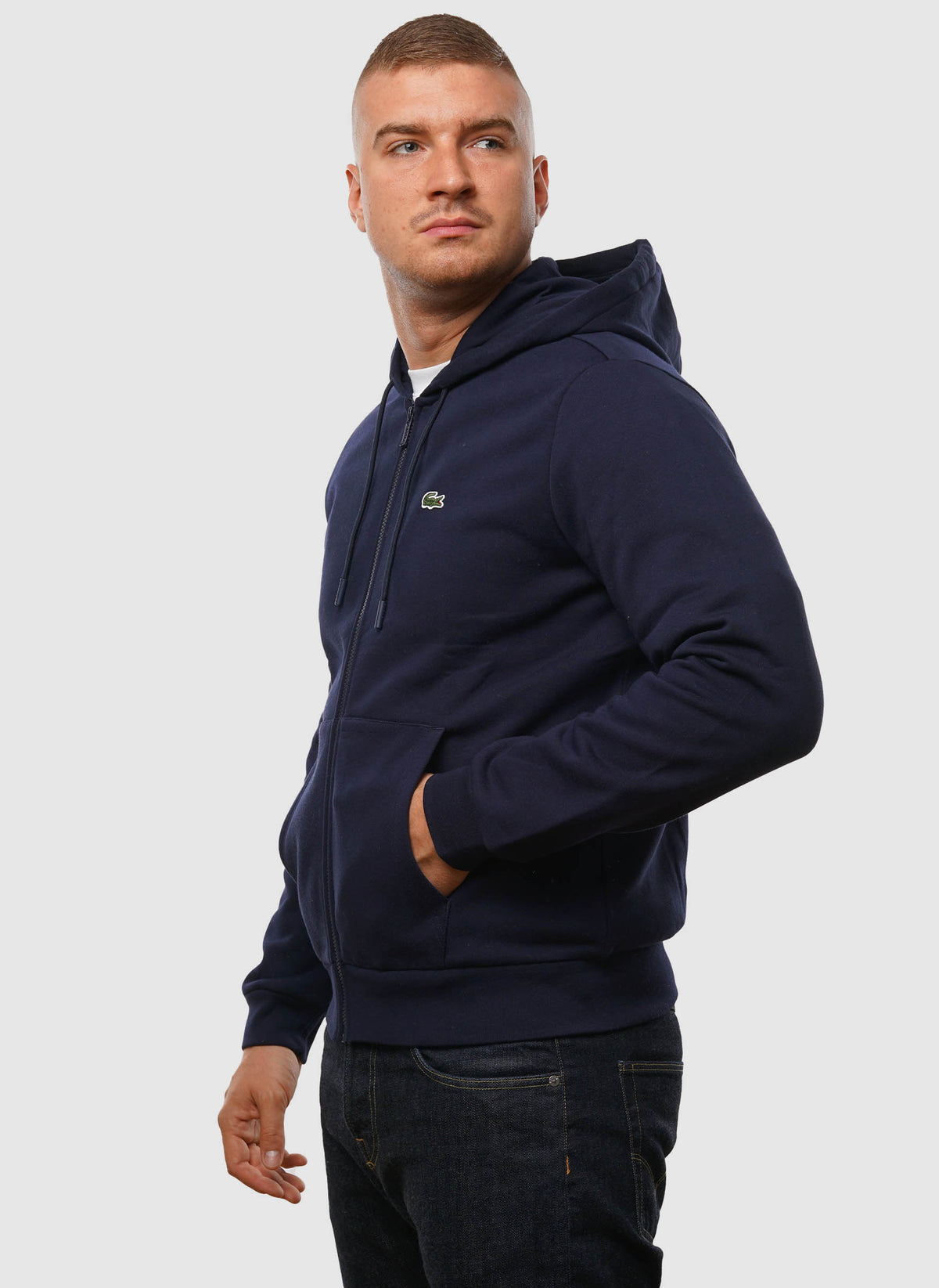 Classic Hooded Sweatshirt Jacket - Navy