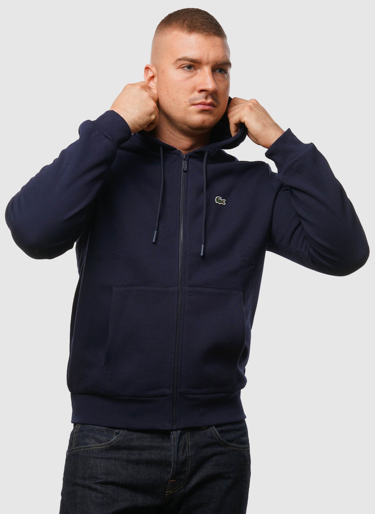 Classic Hooded Sweatshirt Jacket - Navy