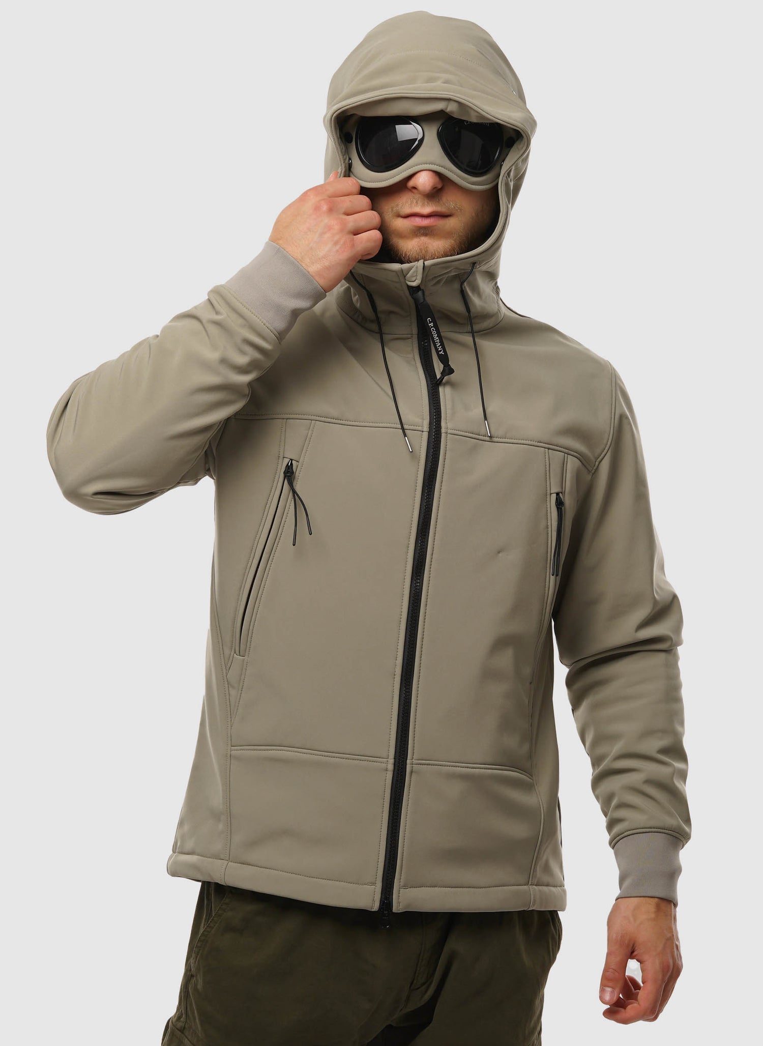 C.P. Shell-R Hooded Goggle Jacket - Silver Sage