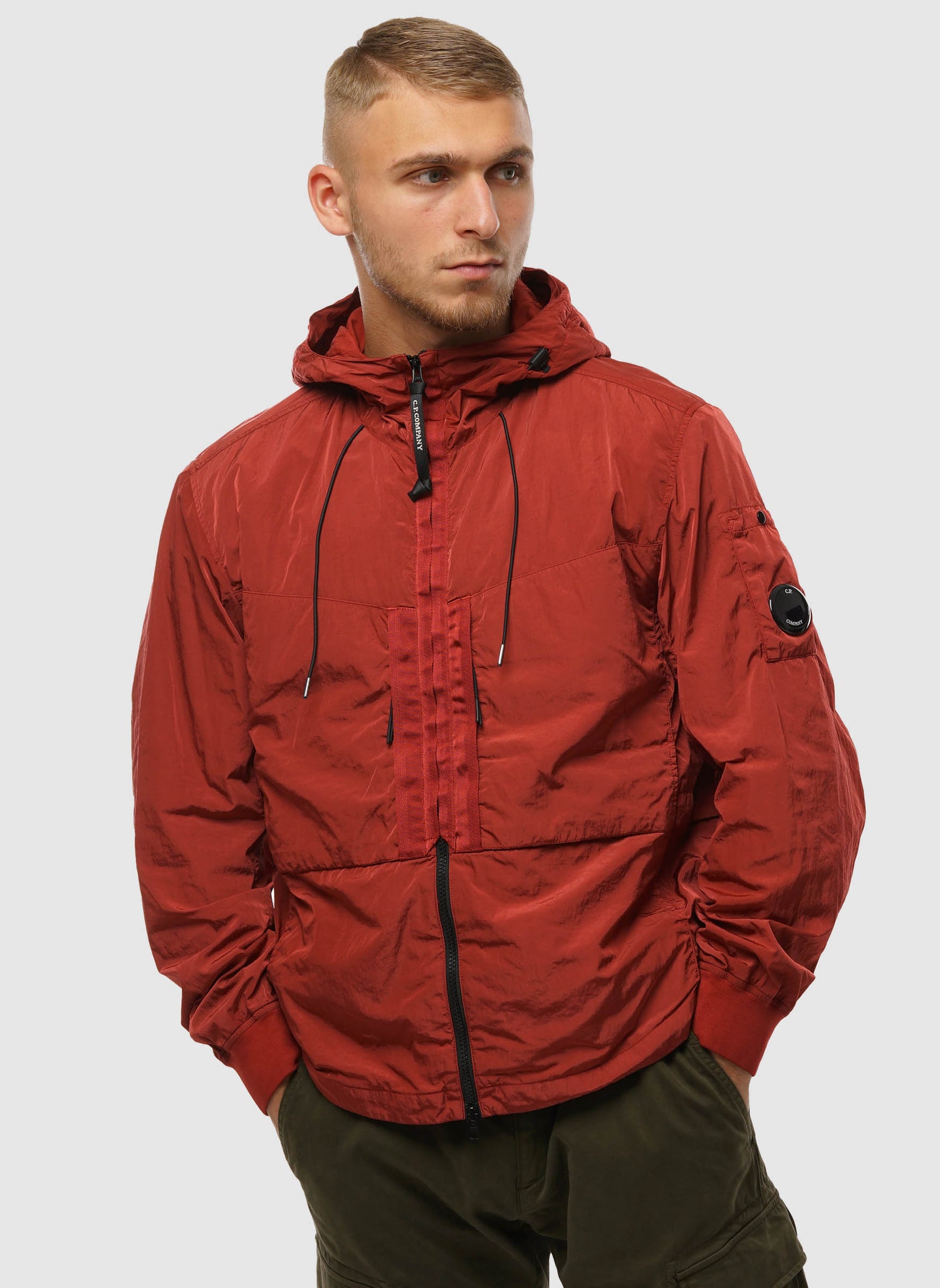 Chrome-R Hooded Lens Overshirt - Ketchup