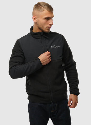 Blocked Zip Fleece Jacket - Black
