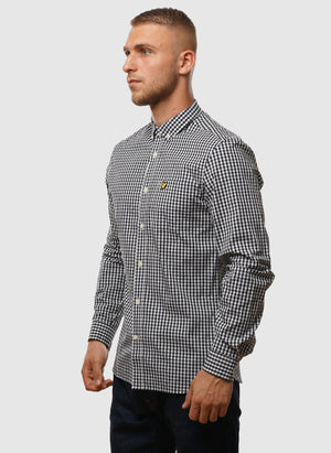Slim Fit Gingham Hemd - Jet Black/White