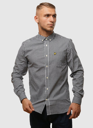 Slim Fit Gingham Hemd - Jet Black/White