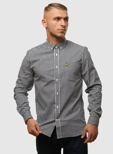 Slim Fit Gingham Hemd - Jet Black/White