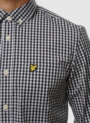 Slim Fit Gingham Hemd - Jet Black/White