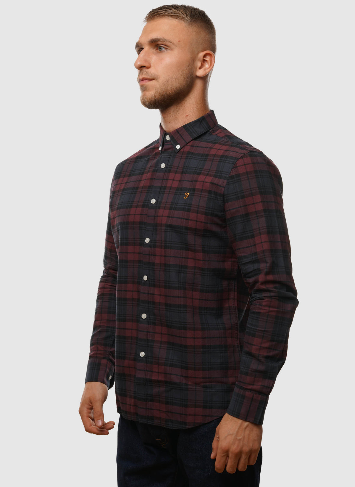 Brewer Check Slim Fit Hemd - Farah Red