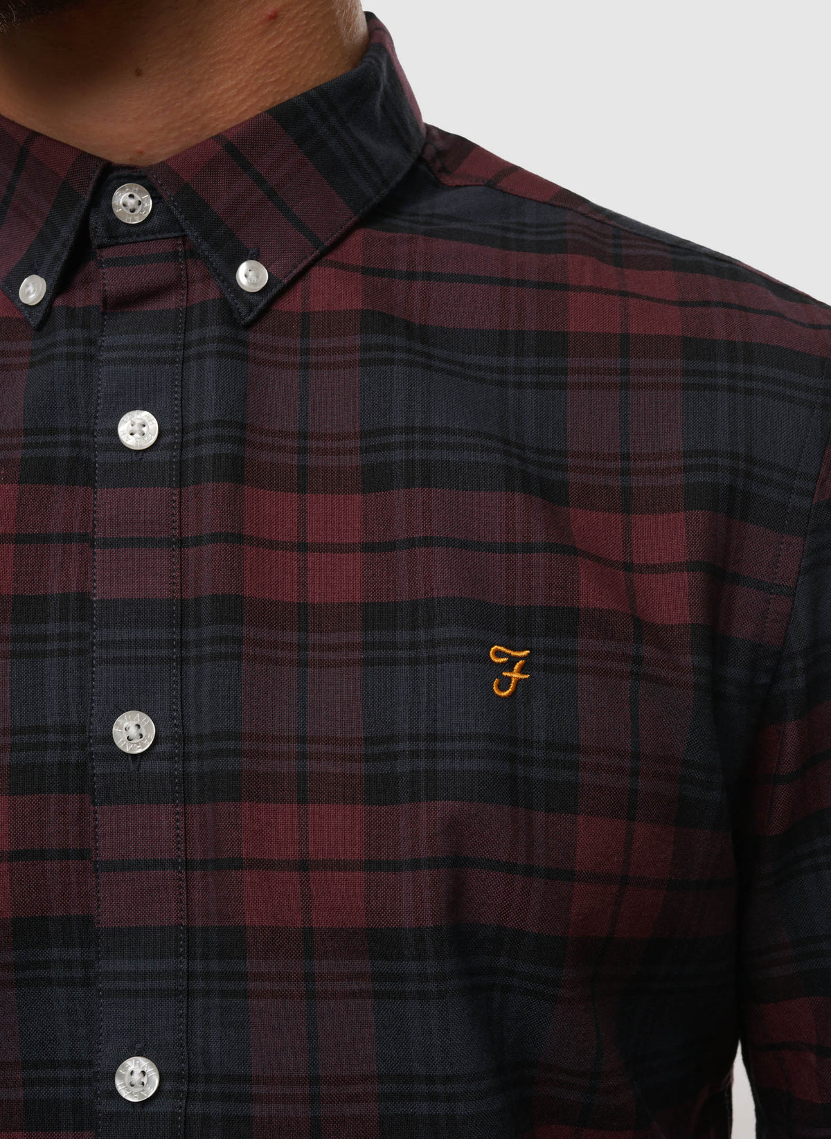 Brewer Check Slim Fit Hemd - Farah Red