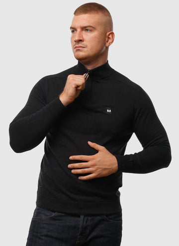 Pierre Knitted Quarter Zip - Black