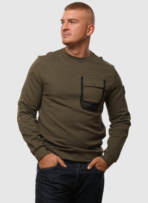Adiel Mesh Pocket Sweatshirt - Dark Green