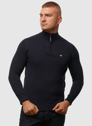 Pierre Knitted Quarter Zip - Navy