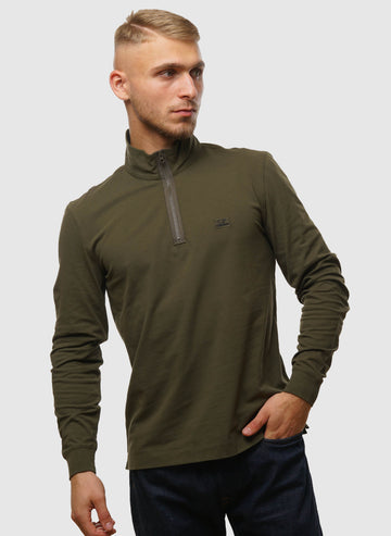 Stretch Piquet Half-Zip - Ivy Green