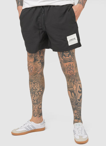 Block Print Swim Shorts - Black