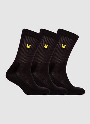 Three Pack Hamilton Tubular Socks - Black