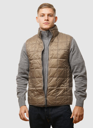 High Neck Inner Down Vest - Khaki