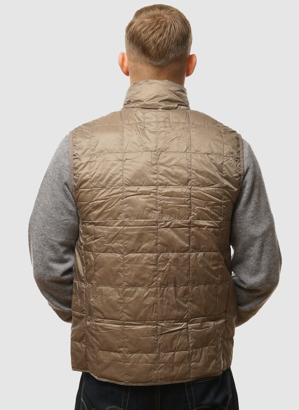 High Neck Inner Down Vest - Khaki