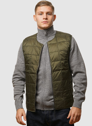 Crew Neck Inner Down Vest - Dark Olive