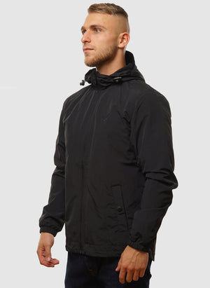 Tonal Eagle Zip Through Hooded Jacket - Jet Black