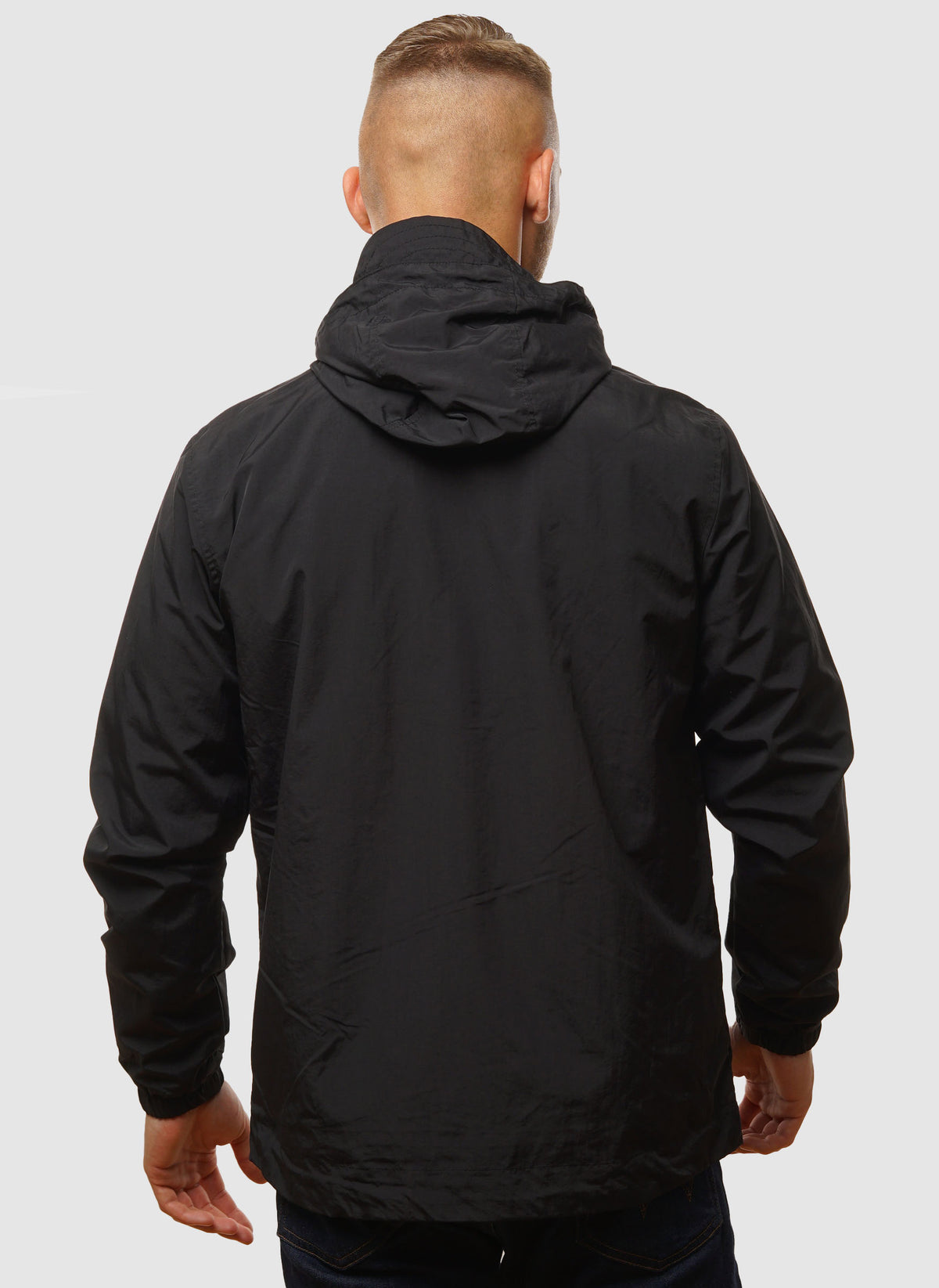 Tonal Eagle Zip Through Hooded Jacket - Jet Black