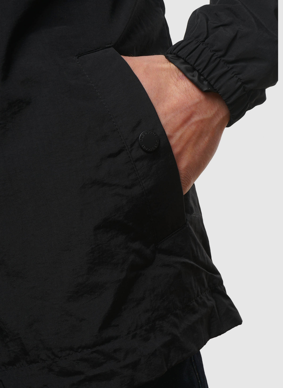 Tonal Eagle Zip Through Hooded Jacket - Jet Black