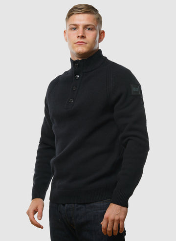 Castillos Knitted Quarter Neck - Black