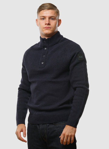 Castillos Knitted Quarter Neck - Navy