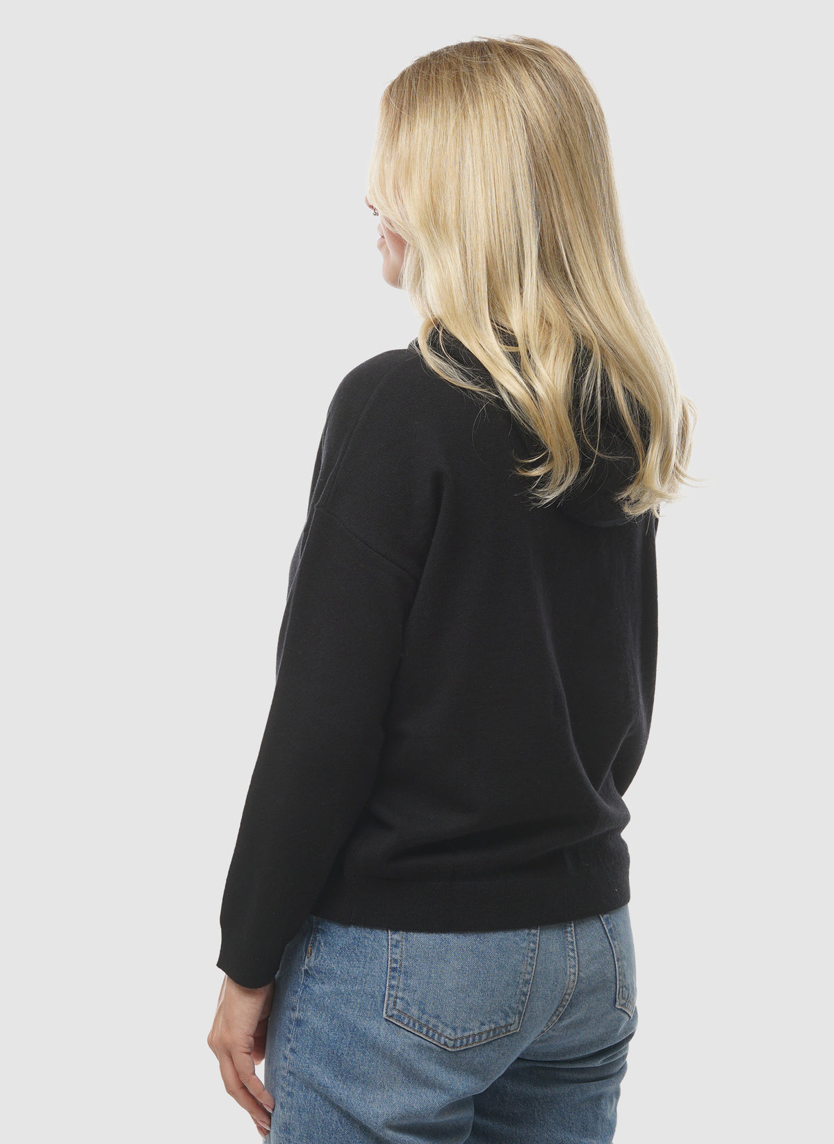 Womens Knitted Hoodie - Jet Black