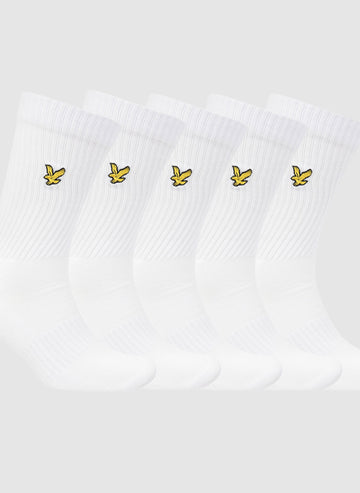 Five Pack Camdyn Tubular Socks - Bright White-TSD - Accessoires-EU 41-46-1