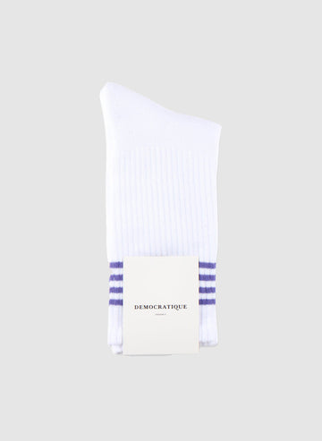 Athletique Classique Multi Stripe Socks - White/Purple