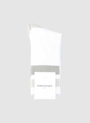 Athletique Classique Stripes Socks - Clear White/Soft Grey