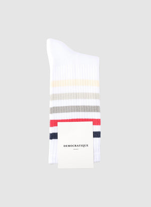 Athletique Classique Super Stripes Socks - Clear White