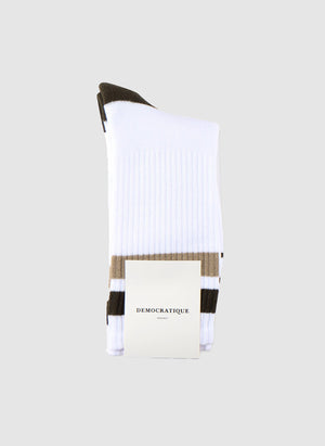 Classique Stripes Socks - Clear White/Rough Sand/Army