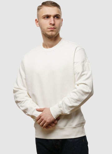 Diagonal Fleece Logo Sweatshirt - Gauze White