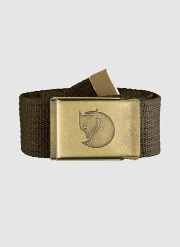 Canvas Brass Belt 4cm - Dark Olive