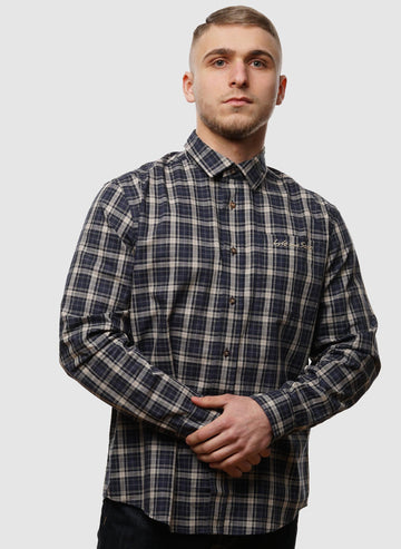 Grid Long Sleeve Shirt - Dark Navy-TSD - Pullover-1