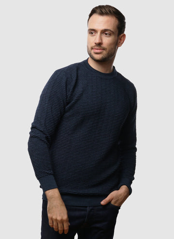 Vitor Ribbed Mouline Jumper - Dark Navy-TSD - Pullover-1